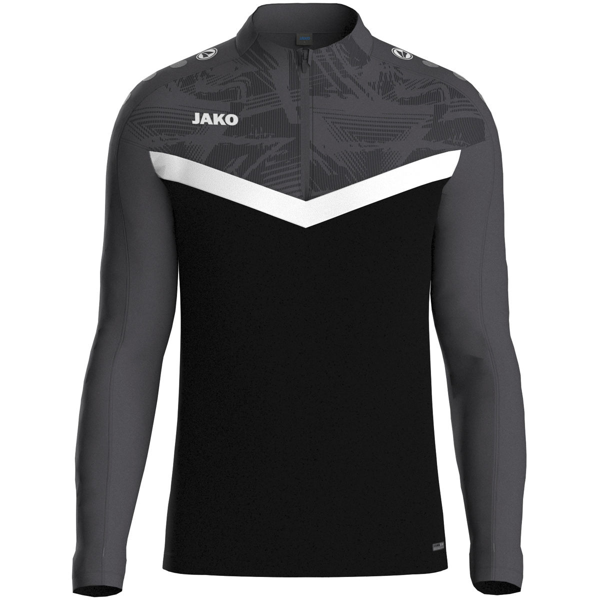 Jako Ziptop ICONIC Unisex schwarz/anthrazit Frontansicht