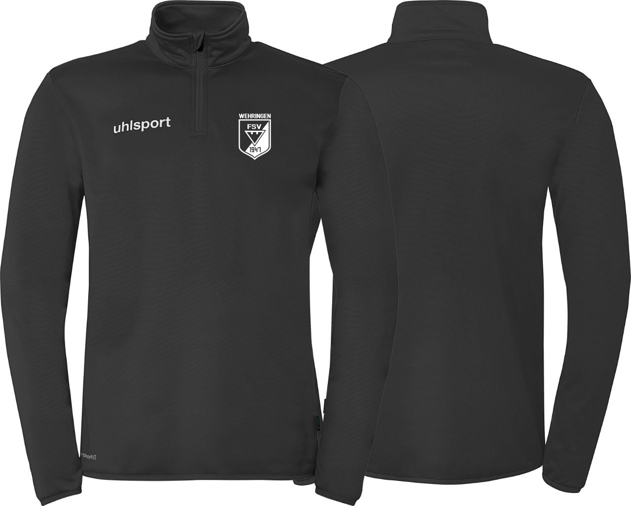 uhlsport Essential 1/4 Zip Top FSV Wehringen Fußball Kinder schwarz ohne Initialen