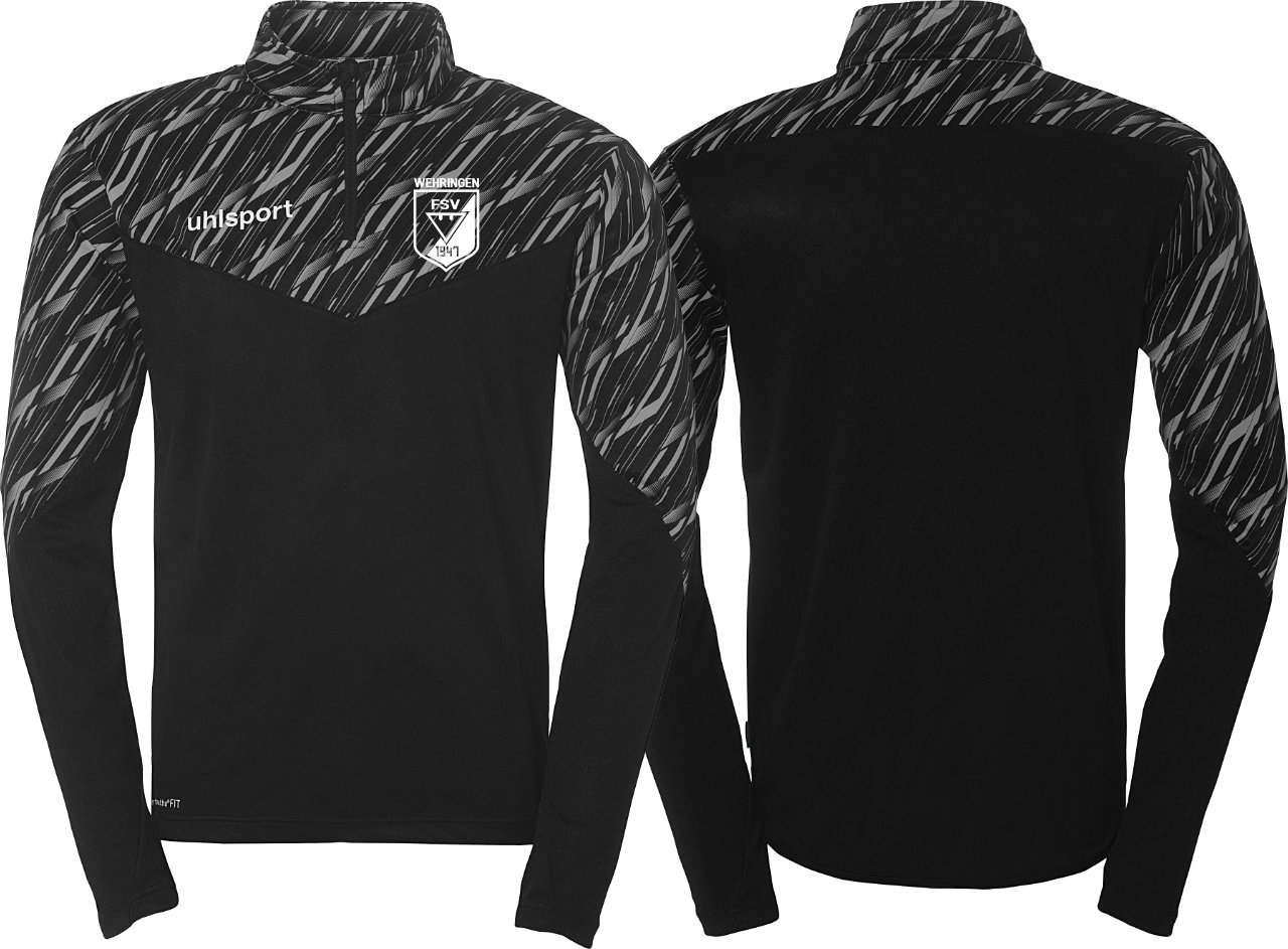 uhlsport 1/4 Zip Top FSV Wehringen Fußball Kinder schwarz ohne Initialen