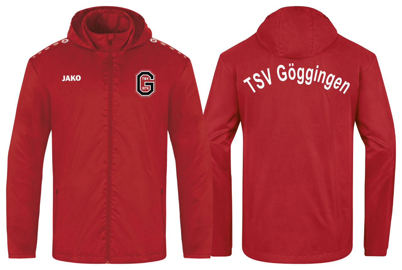 Jako Allwetterjacke Team 2.0 TSV Göggingen Kinder rot ohne Initialen