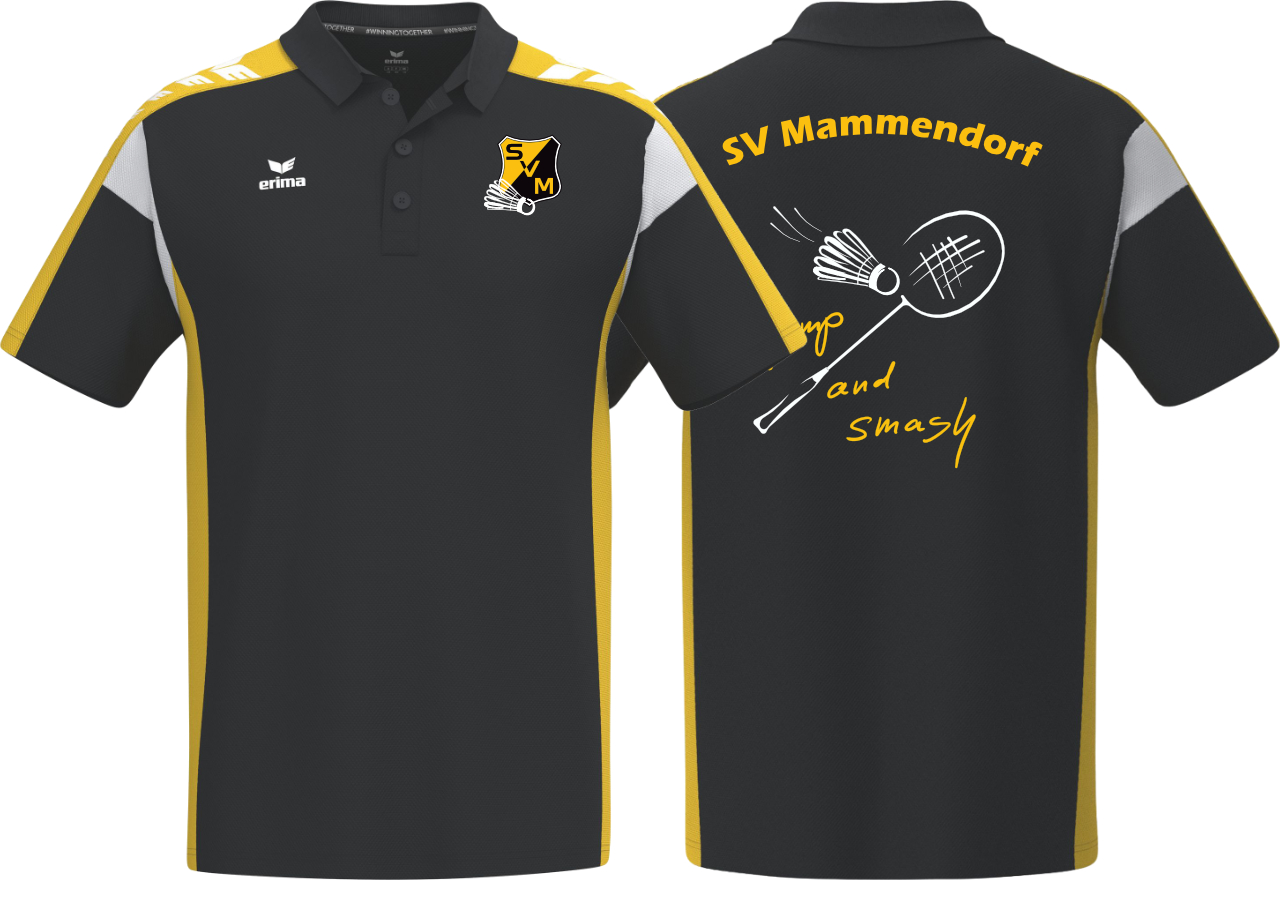 Erima CELEBRATE 125 Poloshirt function SV Mammendorf Badminton Unisex schwarz ohne Initialen