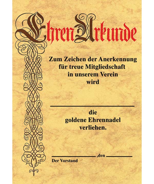 Ehren-Urkunde