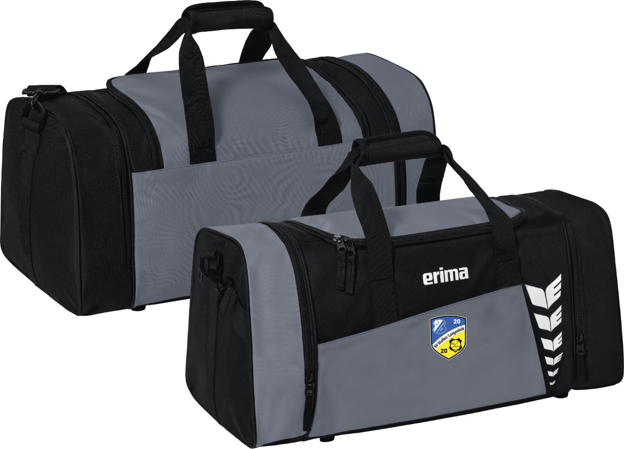 Erima SIX WINGS Sporttasche SV Stoffen Lengenfeld Jugend grau/schwarz ohne Initialen