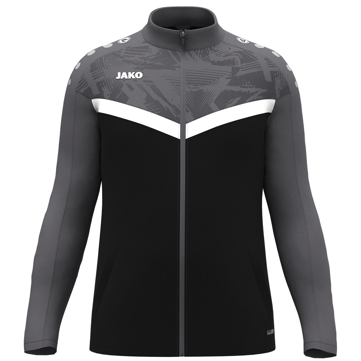 Jako Polyesterjacke ICONIC Unisex schwarz/anthrazit Frontansicht