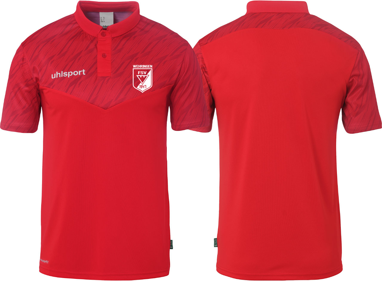 uhlsport Polo Shirt FSV Wehringen Fußball Kinder rot ohne Initialen