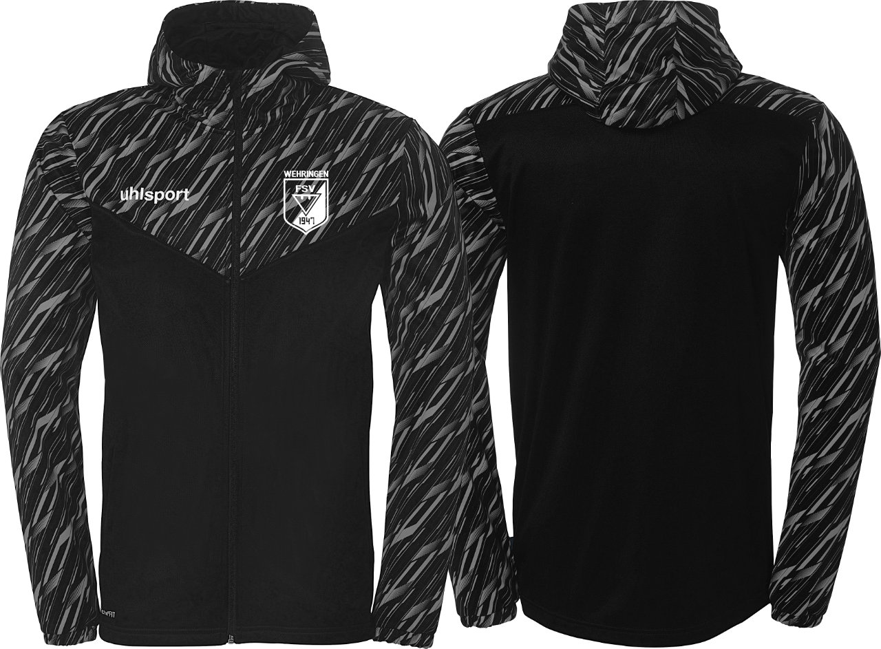 uhlsport Multi Hood Jacke FSV Wehringen Fußball Kinder schwarz ohne Initialen