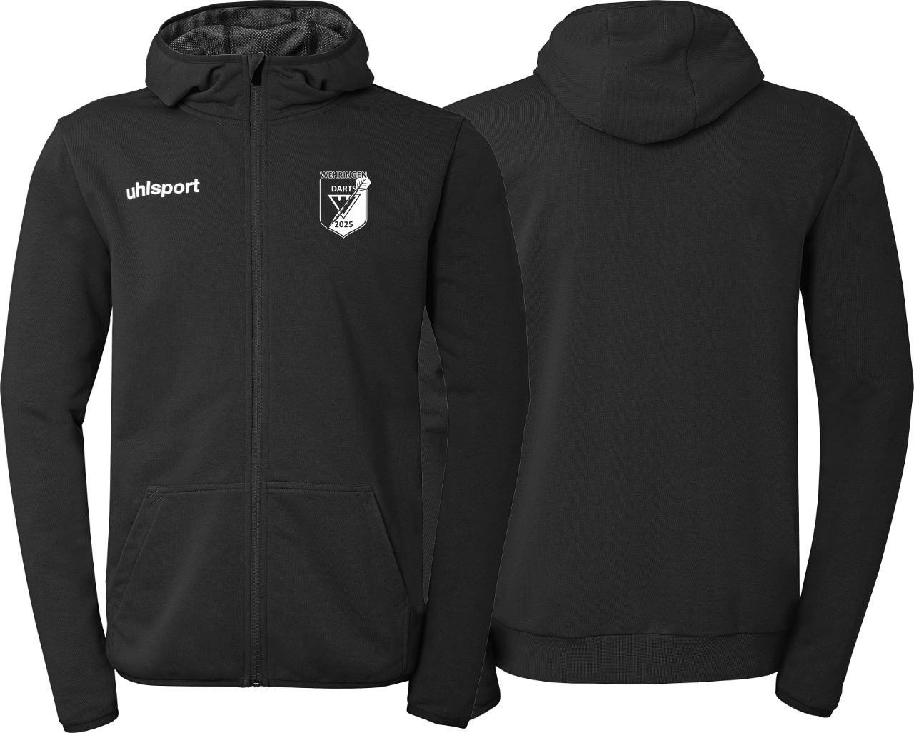 uhlsport Essential Kapuzenjacke FSV Wehringen Darts Kinder schwarz ohne Initialen
