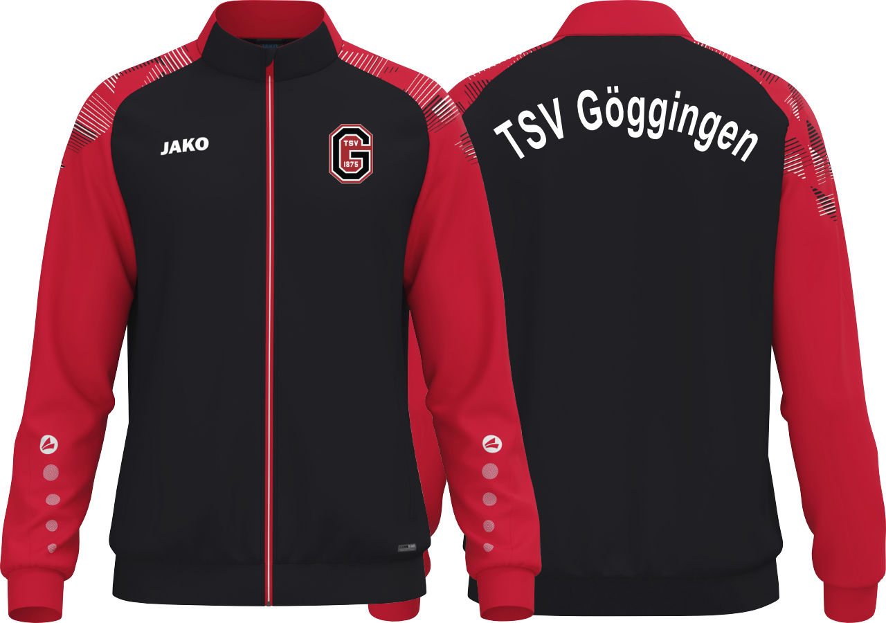 Jako Polyesterjacke Sonic TSV Göggingen schwarz/rot ohne Initialen ohne Sponsor