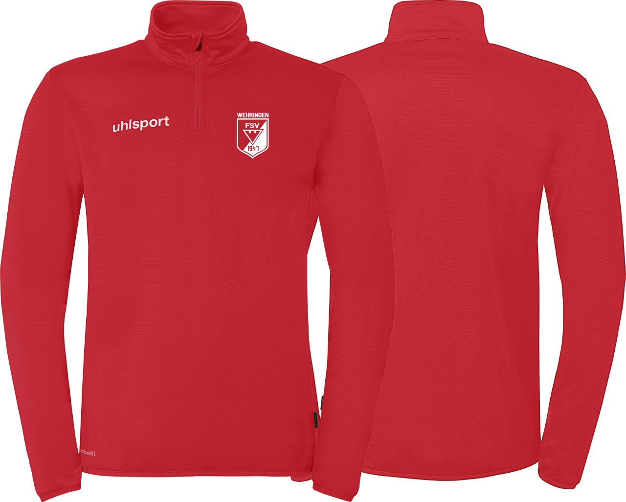 uhlsport Essential 1/4 Zip Top FSV Wehringen Fußball Kinder rot ohne Initialen