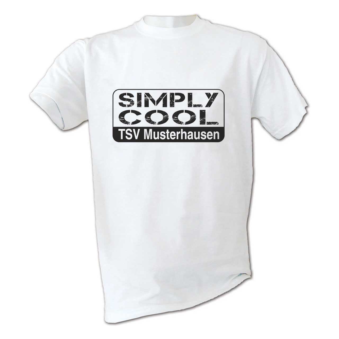 Motiv T-Shirt "Simply Cool"  weiß mit Vereinsname in Farbe Kinder