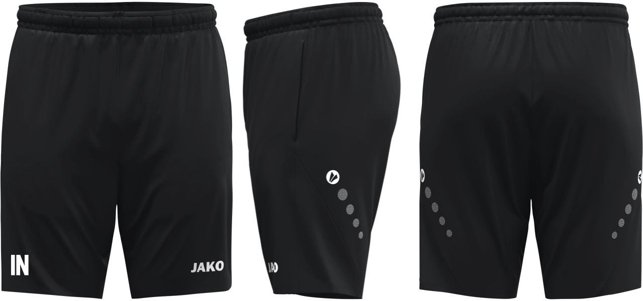 Jako Freizeitshort Dynamic BFCF schwarz mit Initialen
