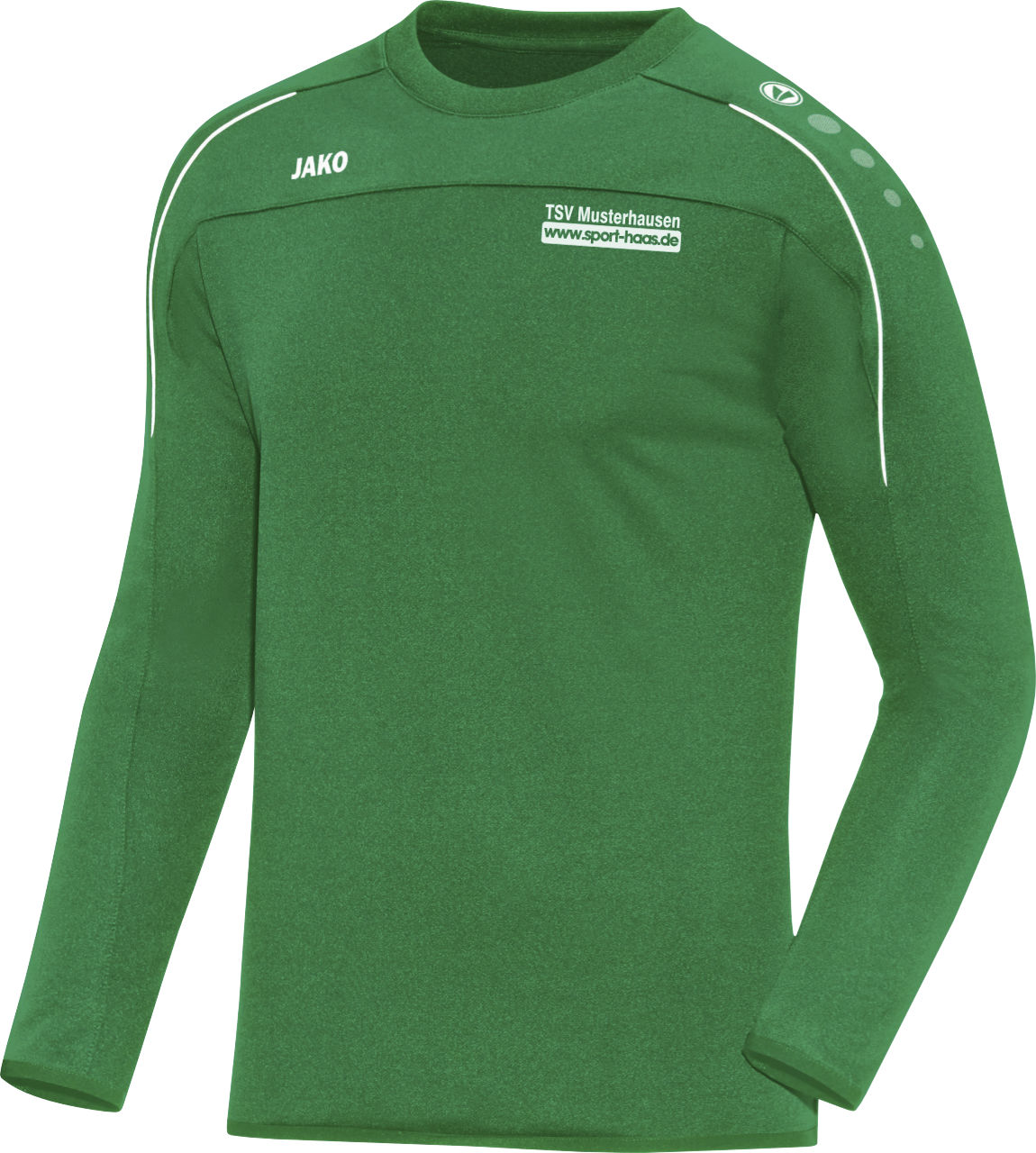Jako Sweat Classico mit Vereinsname und Sport Haas Logo auf der Brust