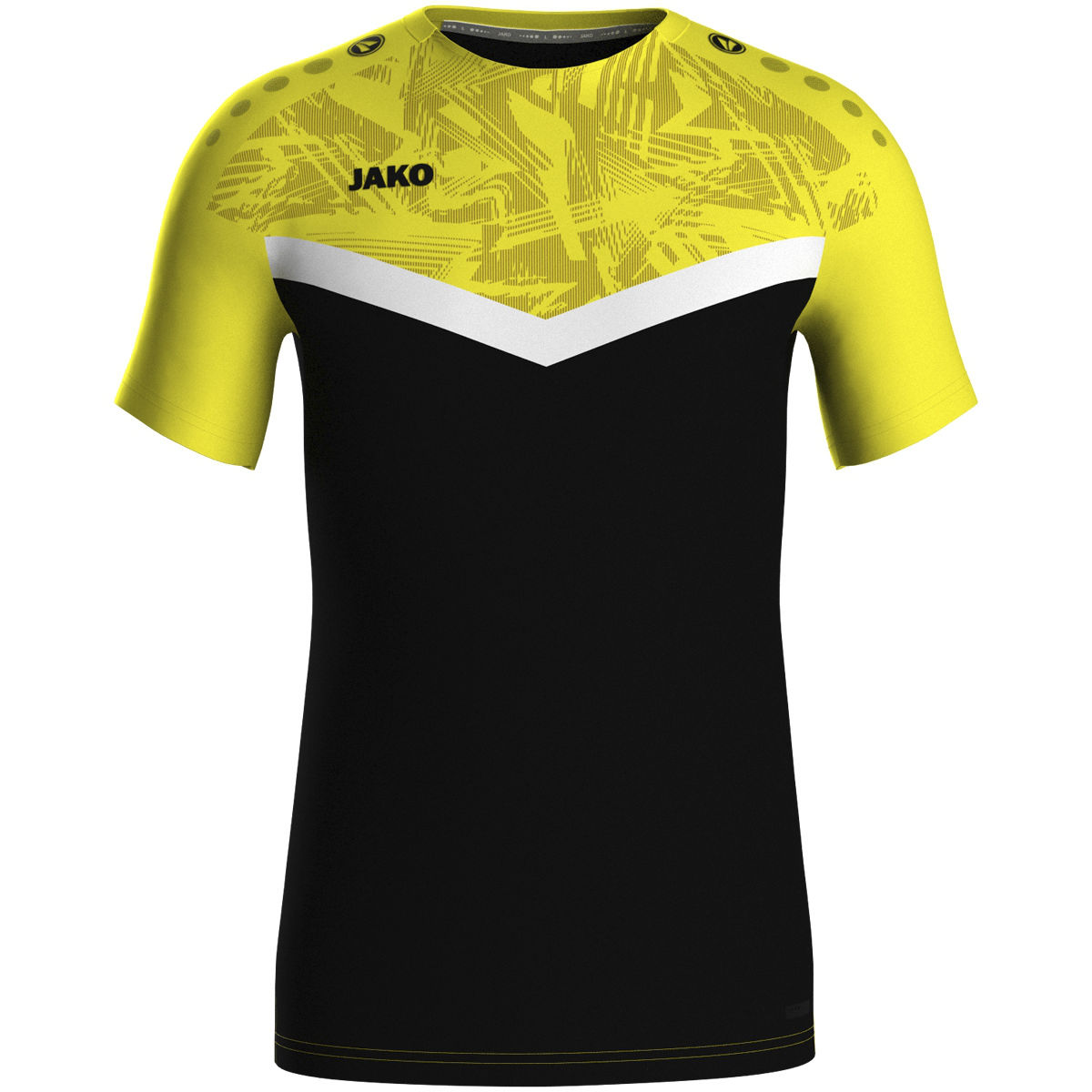 Jako T-Shirt ICONIC Herren/Kinder schwarz/soft yellow Frontansicht