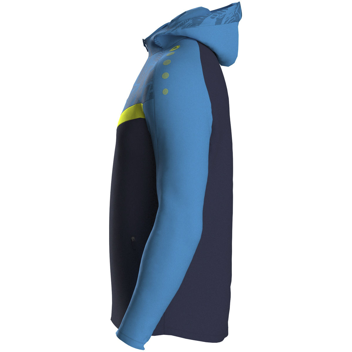 Jako Kapuzenjacke ICONIC Unisex marine/JAKO blau/neongelb Seitansicht 1