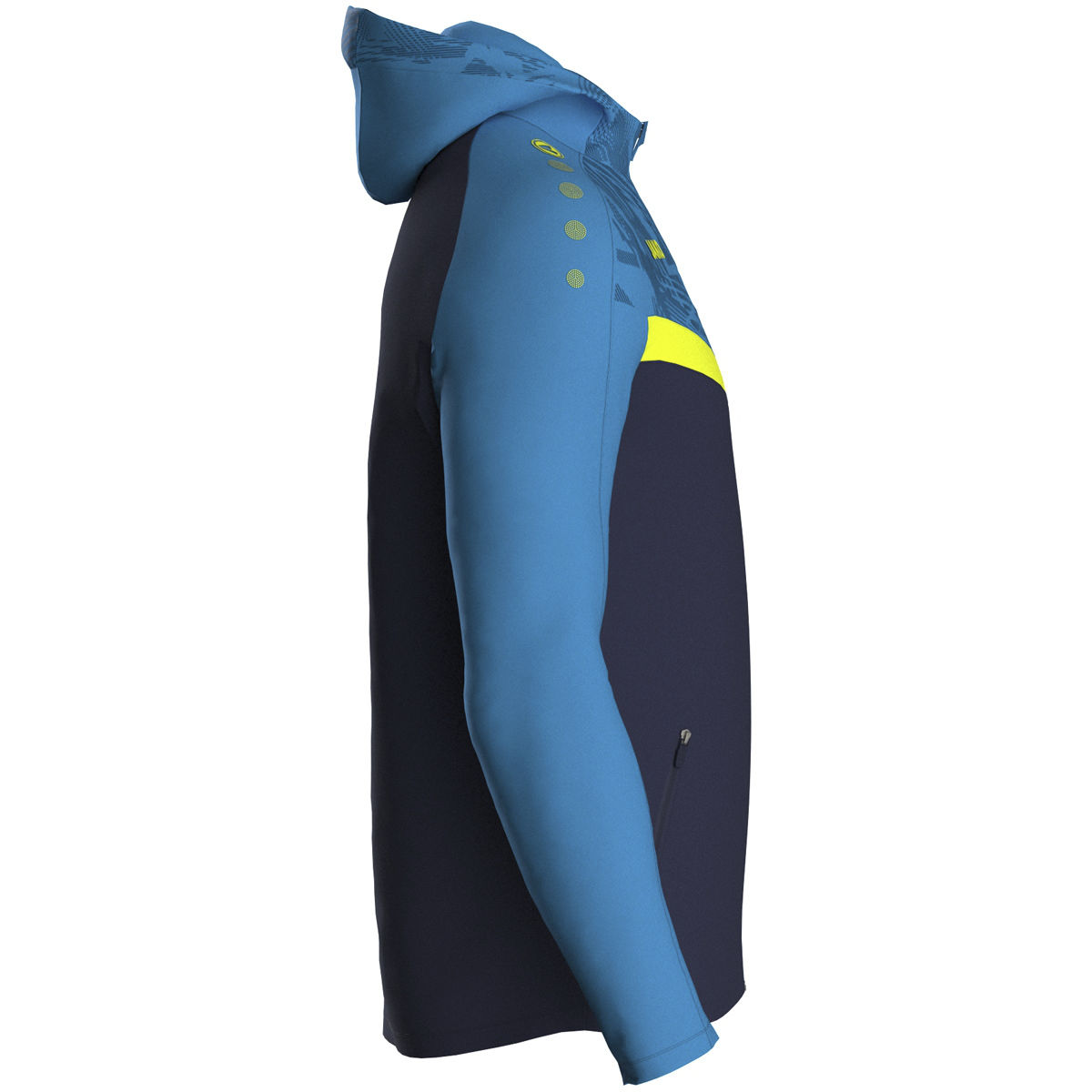 Jako Kapuzenjacke ICONIC Unisex marine/JAKO blau/neongelb Seitansicht 2