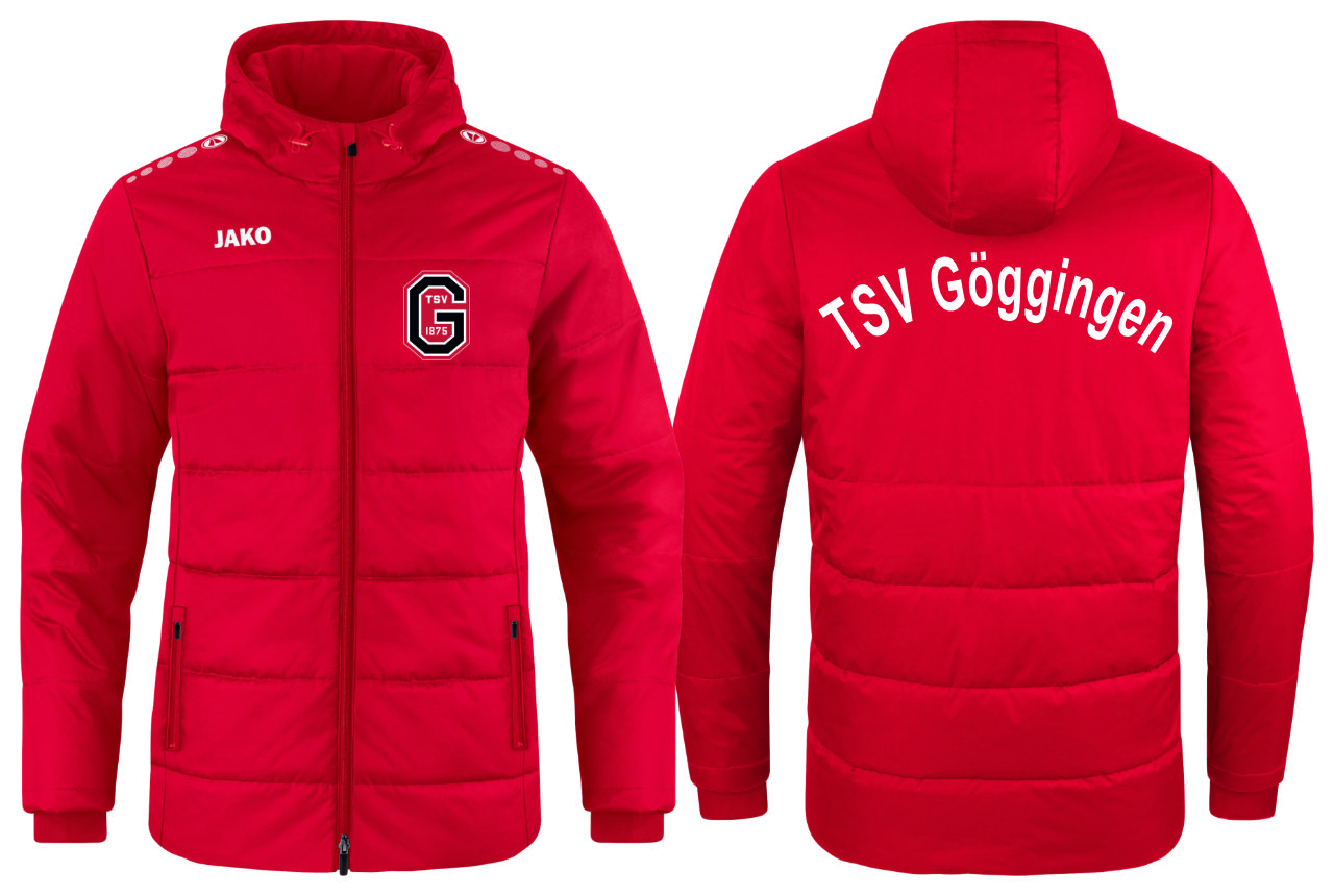 Jako Coachjacke Team mit Kapuze TSV Göggingen rot ohne Initialen ohne Sponsor