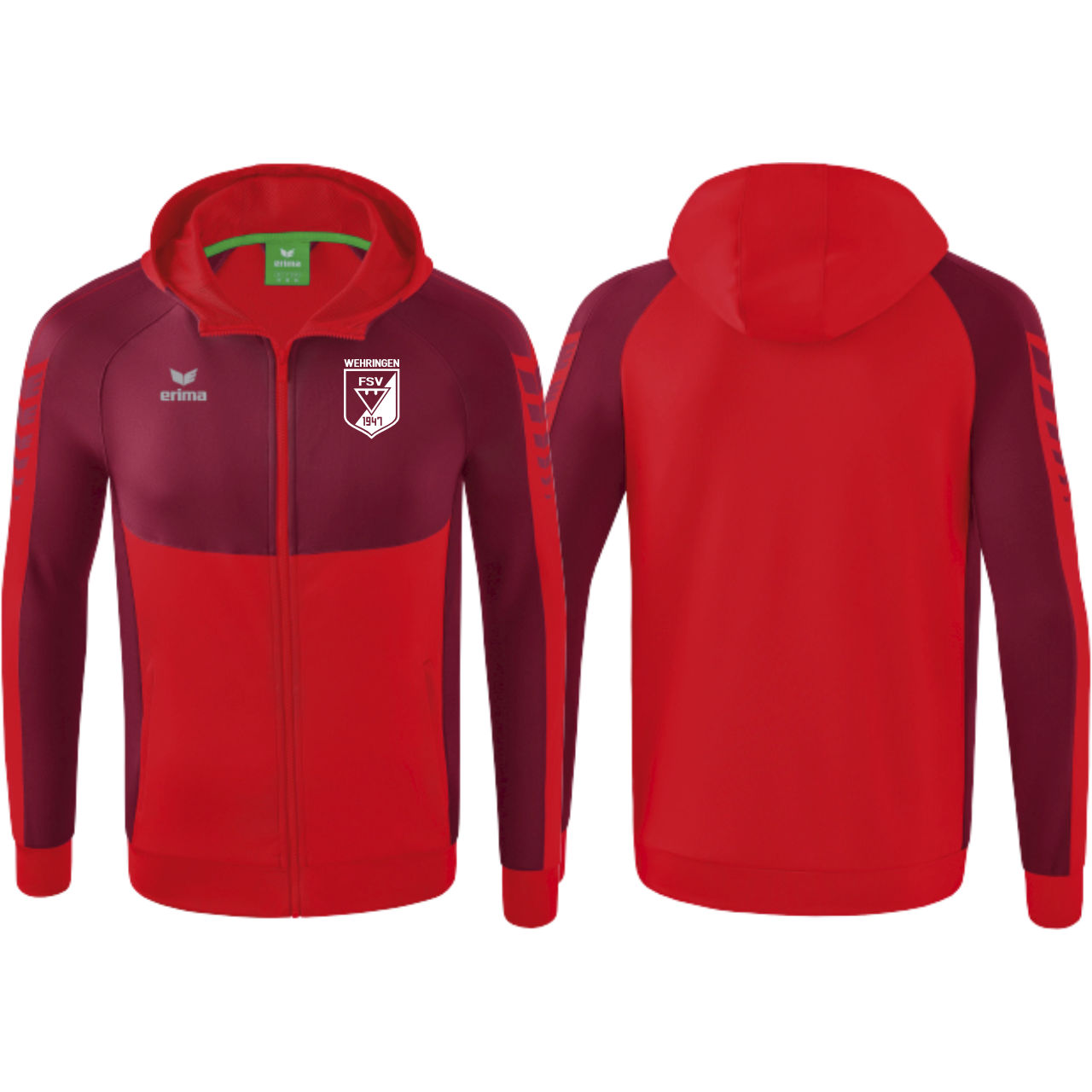 Erima FSV Wehringen Gymnastik Trainingsjacke mit Kapuze Kinder rot ohne Initialen
