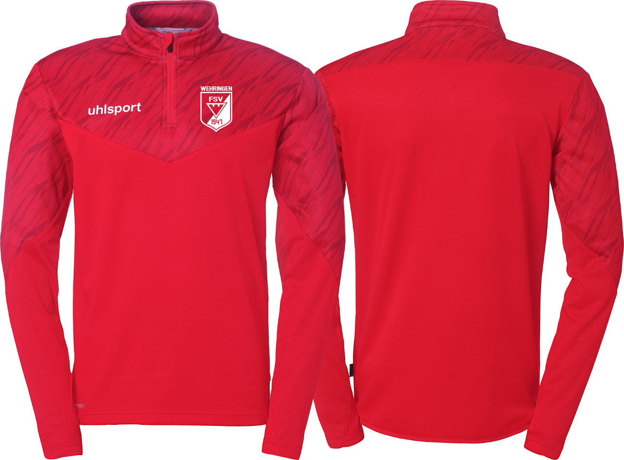 uhlsport 1/4 Zip Top FSV Wehringen Fußball Kinder rot ohne Initialen
