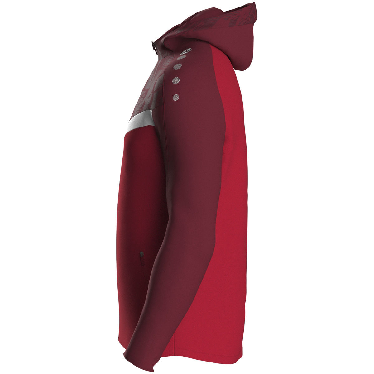 Jako Kapuzenjacke ICONIC Unisex rot/weinrot Seitansicht 1