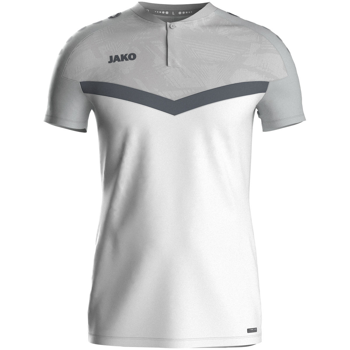 Jako Polo ICONIC Unisex weiß/soft grey/anthra light Frontansicht